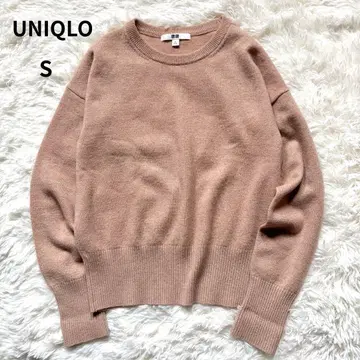 유니클로 캐시미어 100% 크루넥 스웨터 니트 핑크 베이지 S