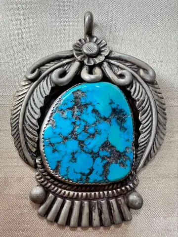 나호바 부족 스털링 실버 킹 맨 터콰이즈