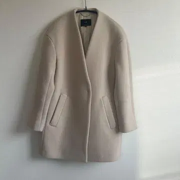 23구 더블 크로스 벨로아 V 컬러 코트 라이트 베이지