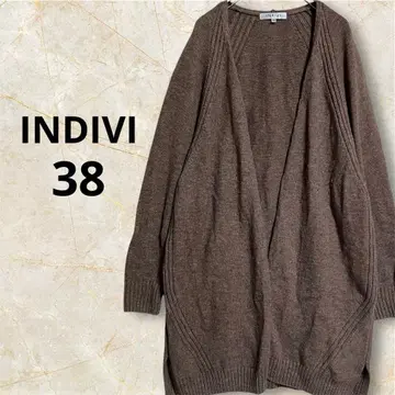 INDIVI 롱 가디건 38 사이즈 브라운 일본제 울 혼방 겉옷