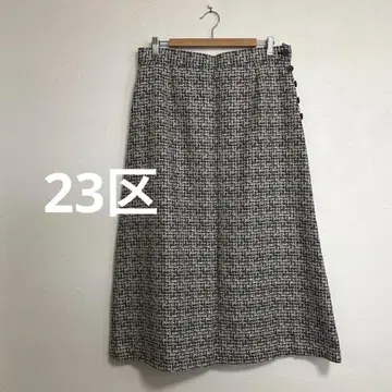 23구 트위드 스커트 울 실크 혼방 그레이 여성용 L