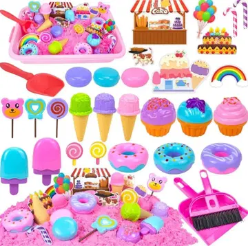 모래놀이 세트 모래 점토 수납 박스 핑크 시리즈 (모래밭-아이스크림)