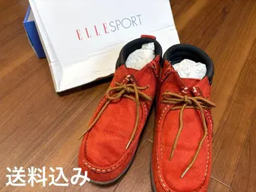 ELLE SPORT 레드 모카신 스웨이드 부츠 지퍼 포함 거의 미사용