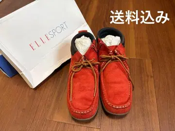 ELLE SPORT 레드 모카신 스웨이드 부츠 지퍼 포함 거의 미사용