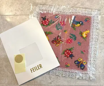 핑크 자수 손수건 페이러 긴자와