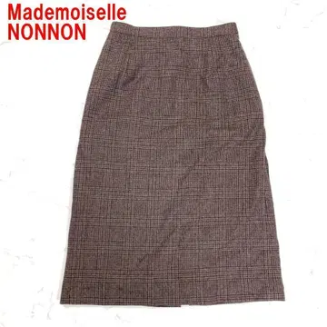 A4336 마드모아젤 논논 롱 스커트 울 체크 브라운 40
