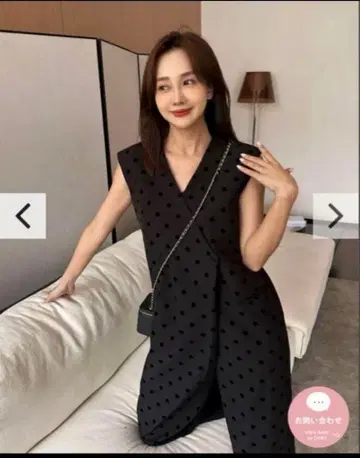 [ 새상품급 ] Birthday bash 도트 무늬 블랙 올인원