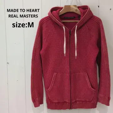 리얼 마스터즈 REAL MASTERS 디자인 니트 후드티 빨간색 M