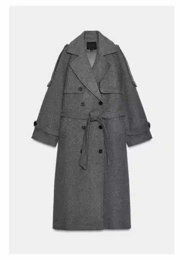 ZARA 더블 브레스트 코트 벨트와 루프 포함 M