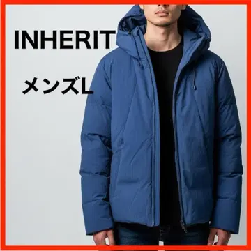 A4354 새상품급 INHERIT 다운 자켓 후드 부착 L 네이비