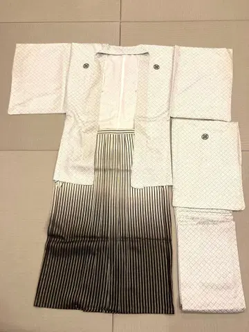 남성용 결혼식 성인식 문장 기모노 하카마 3종 세트