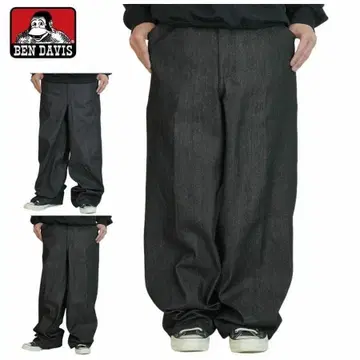 새상품 블랙 W34 벤데이비스 bendavis 고릴라 컷 데님 워크 팬츠