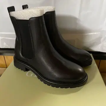 천연 가죽 블랙 사이드 고어 부츠 36