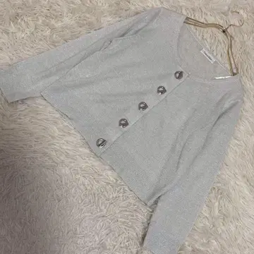 Calvin Klein 라메 가디건 실버 F 오피스 고급