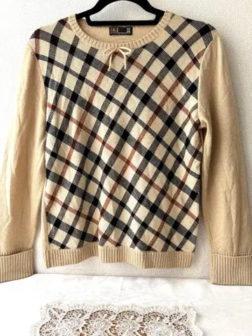 DAKS 하우스 체크 모 니트 스웨터 L 사이즈 새상품급