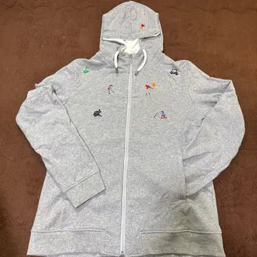 자수 풀 집업 후드 티셔츠 LL 그레이