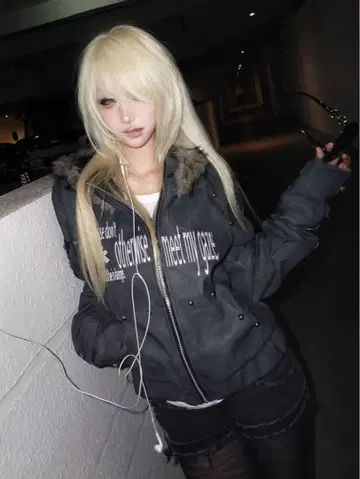 다크 그레이 후드 부착 후드티 y2k