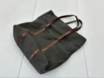 Fuku 가죽과 캔버스 토트백 차콜 카키