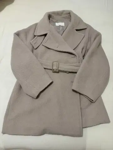 하프 샤기 코트 라이트 그레이 벨트 포함