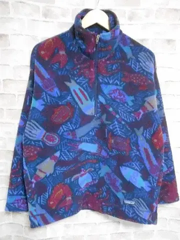 파타고니아 90s USA 해양 생물 패턴 하프 지퍼 플리스 자켓