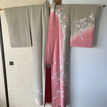 호몬기 그레이와 핑크 꽃무늬 자수