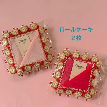 롤케이크 피치&레드 긴자와 레이스 타월 손수건 2개 set