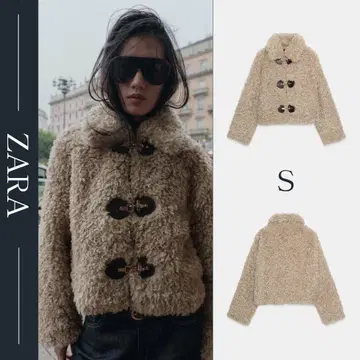 ZARA 토글 버튼 인조 모피 자켓 S 새상품