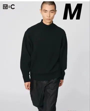 새상품 UNIQLO C 유니클로 로우 게이지 하이넥 스웨터 블랙 M