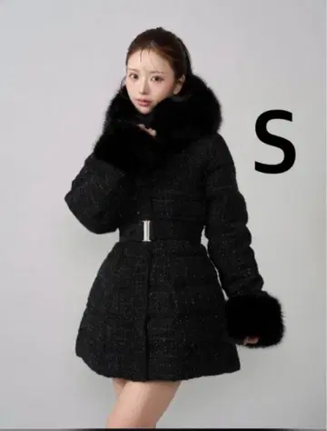 다리치 레이디 미디 트위드 다운 코트