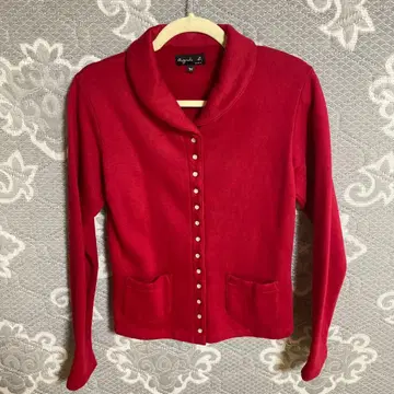 에네스베 숄카라 코튼 가디건 레드