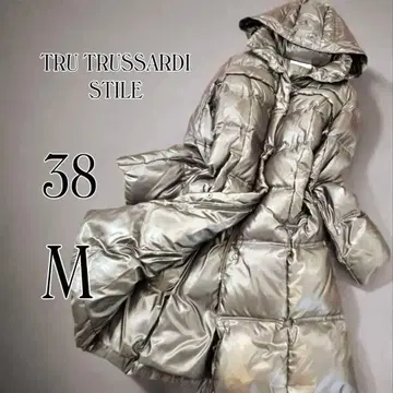 TRU TRUSSARDI STILE 다운 코트 38 M 롱 후드 부착