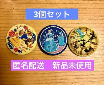 디즈니 자수 캔뱃지 3세트 미녀와 야수 신데렐라 팅커벨