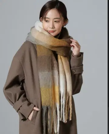 나노 유니버스 샤기 볼륨 머플러 체크 스톨