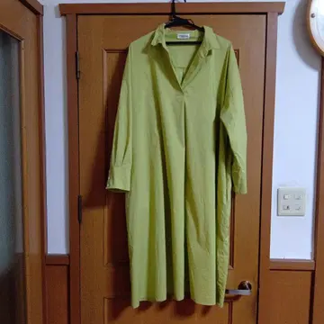 라임 그린 셔츠 드레스 긴팔