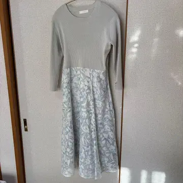 anySiS 그레이 꽃무늬 롱 원피스