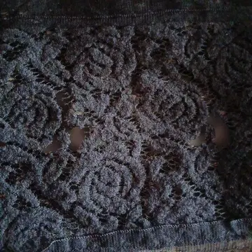 장미 패턴 레이스 스톨 28x182 블랙 가을 겨울용 스카프