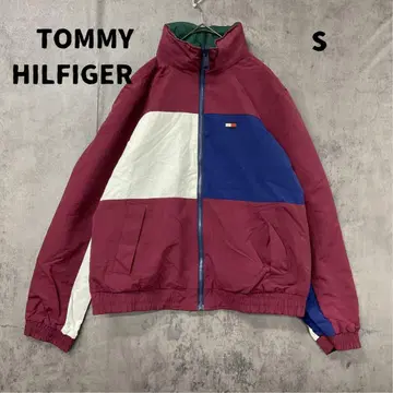타미힐피거 나일론 자켓 풀 집업 빨간색/그린 절개 [ 7814 ]