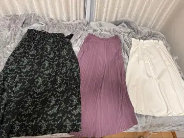 롱 스커트 세트 (블랙, 보라색, 화이트, 꽃무늬)