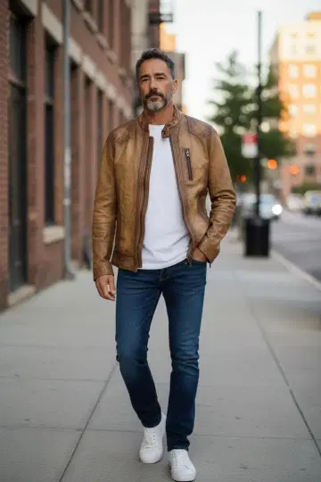 T.K.Company 브라운 가죽 싱글 라이더