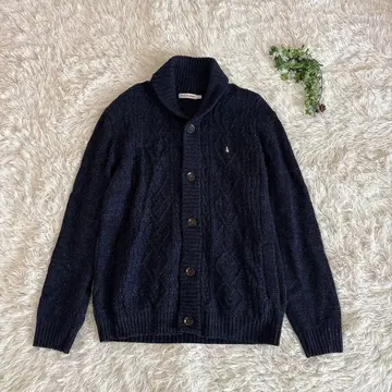 허시파피 숄카라 가디건 케이블 네이비 네이비