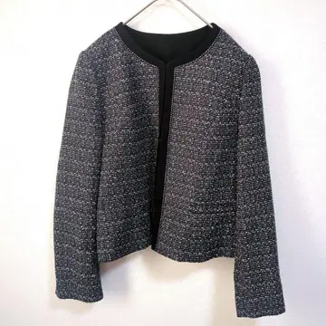 새상품급 노카라 트위드 자켓 블랙과 화이트 15호 입학식 K&S