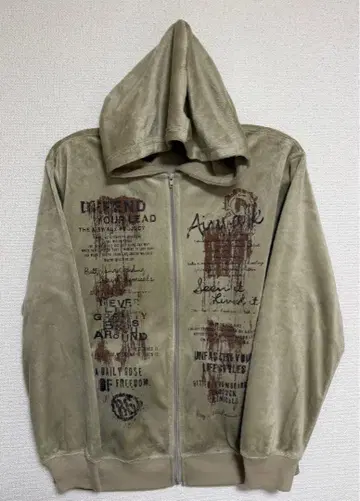 카키 풀 집업 후드티