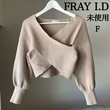 프레이 아이디 크로스오버 리브 니트 미사용 F 핑크 베이지