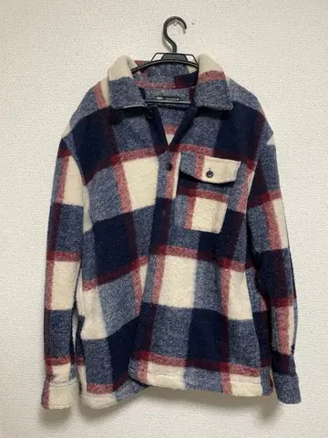 ZARA 플리스 자켓 XL 네이비 체크