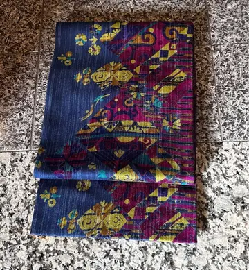 극일품 모던 피콕 마젠타색 아름다운 순수 실크 후쿠로 오비