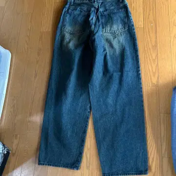 다크 블루 와이드 레그 데님