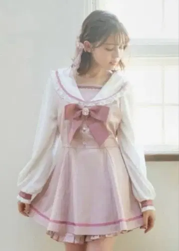 LIZLISA 리즈리사 세일러 카라 셋업 핑크 긴팔