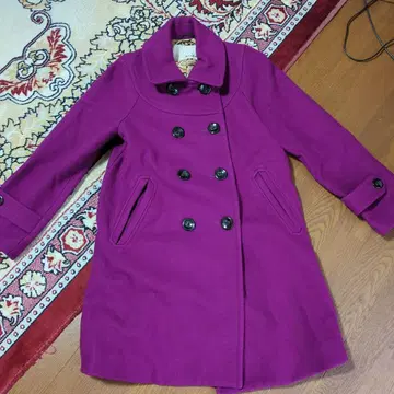 mjuka 퍼플 더블 브레스트 귀여운 코트 멋스러운 안감