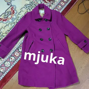 mjuka 퍼플 더블 브레스트 귀여운 코트 멋스러운 안감