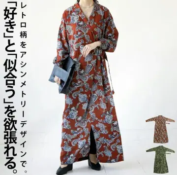 시착만 한 상품! antiqua 레트로한 어른 패턴 [ 카슈쿨 원피스